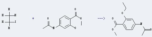 Benzoic acid,4-(acetylamino)-2-hydroxy-, methyl ester can react with iodoethane to produce methyl 4-acetamido-2-ethoxybenzoate